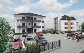 Novostavba. Byt č.10, dispozice 2+kk, komora, balkon, parkovací stání