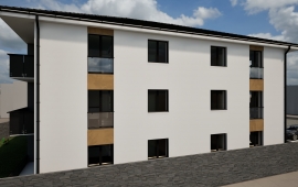 Novostavba. Byt č.14, dispozice 1+kk, komora, balkon, parkovací stání